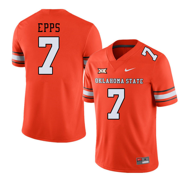 Men #7 Cameron Epps Oklahoma State Cowboys College Football Jerseys Stitched-Alternate Orange